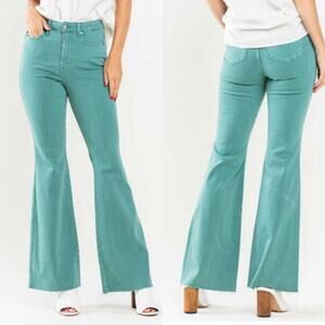 Judy Blue Teal Flared High-Rise Jeans